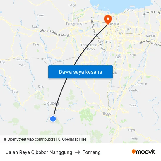 Jalan Raya Cibeber Nanggung to Tomang map