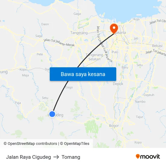 Jalan Raya Cigudeg to Tomang map