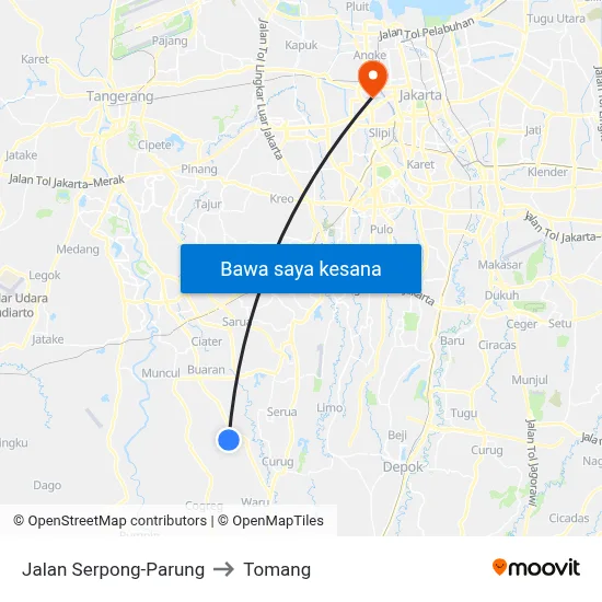 Jalan Serpong-Parung to Tomang map