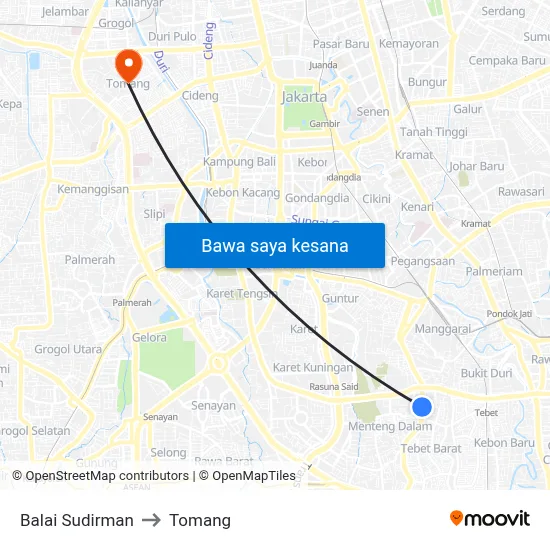 Balai Sudirman to Tomang map