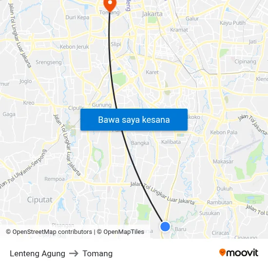 Lenteng Agung to Tomang map