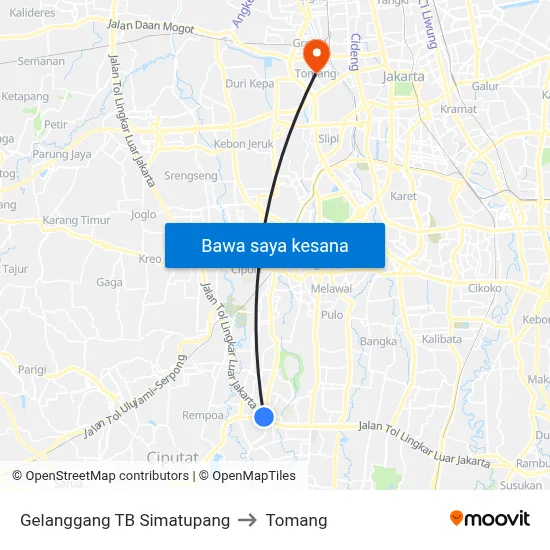 Gelanggang TB Simatupang to Tomang map