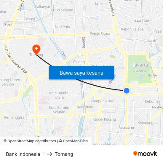 Bank Indonesia 1 to Tomang map