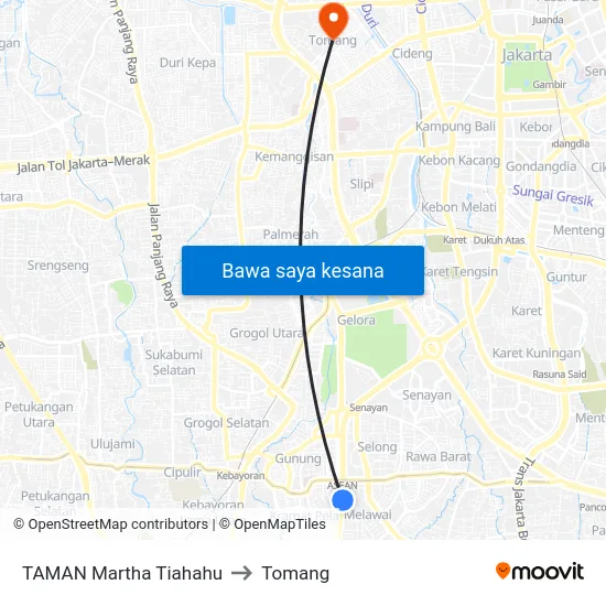 TAMAN Martha Tiahahu to Tomang map