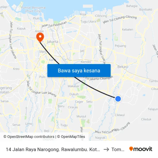 14 Jalan Raya Narogong. Rawalumbu. Kota Bekasi to Tomang map
