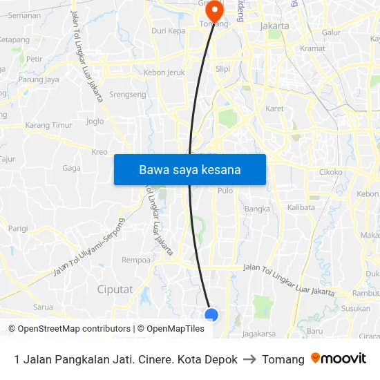 1 Jalan Pangkalan Jati. Cinere. Kota Depok to Tomang map