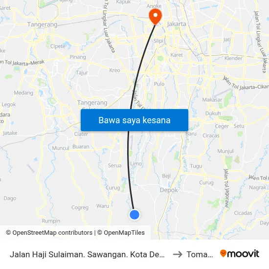 Jalan Haji Sulaiman. Sawangan. Kota Depok to Tomang map
