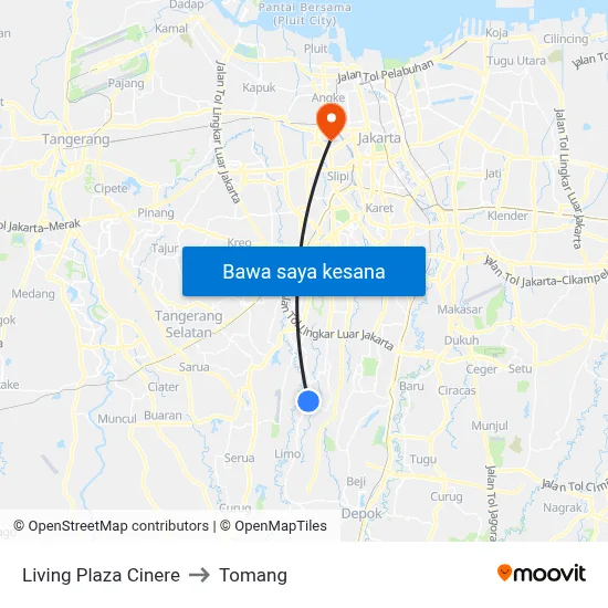 Living Plaza Cinere to Tomang map