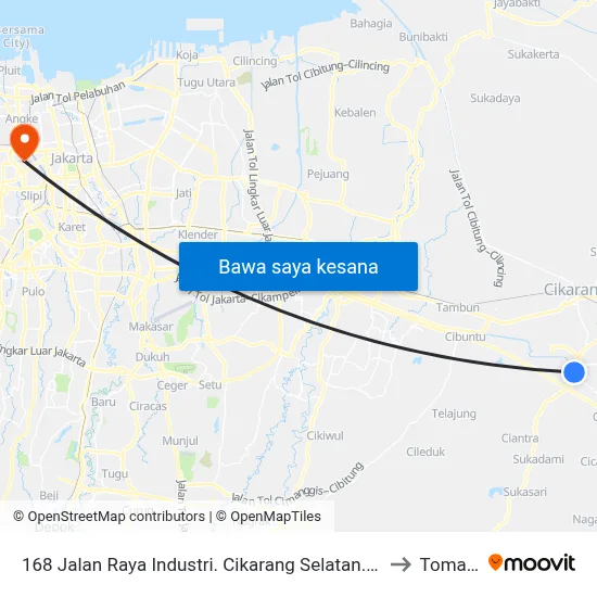 168 Jalan Raya Industri. Cikarang Selatan. Bekasi to Tomang map