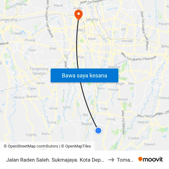 Jalan Raden Saleh. Sukmajaya. Kota Depok to Tomang map