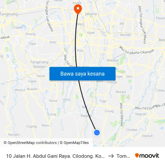 10 Jalan H. Abdul Gani Raya. Cilodong. Kota Depok to Tomang map