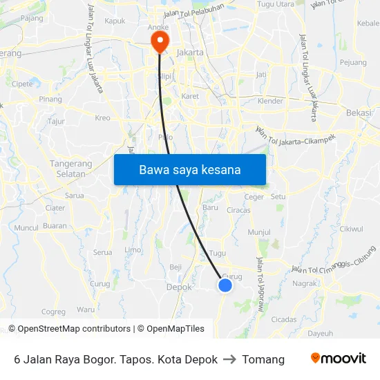 6 Jalan Raya Bogor. Tapos. Kota Depok to Tomang map