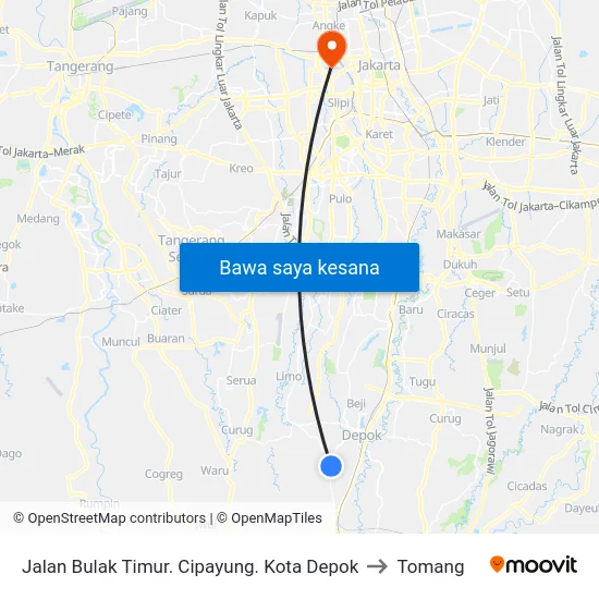 Jalan Bulak Timur. Cipayung. Kota Depok to Tomang map