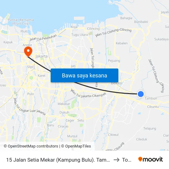 15 Jalan Setia Mekar (Kampung Bulu). Tambun Selatan. Bekasi to Tomang map