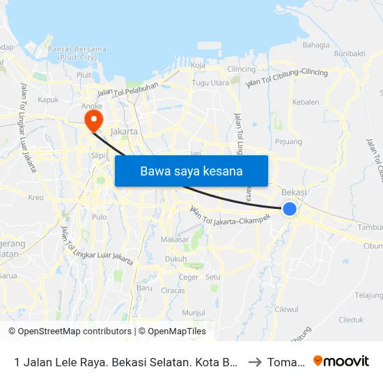 1 Jalan Lele Raya. Bekasi Selatan. Kota Bekasi to Tomang map