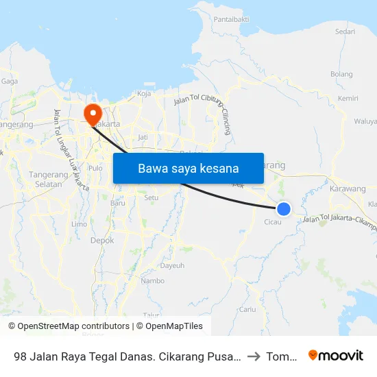 98 Jalan Raya Tegal Danas. Cikarang Pusat. Bekasi to Tomang map