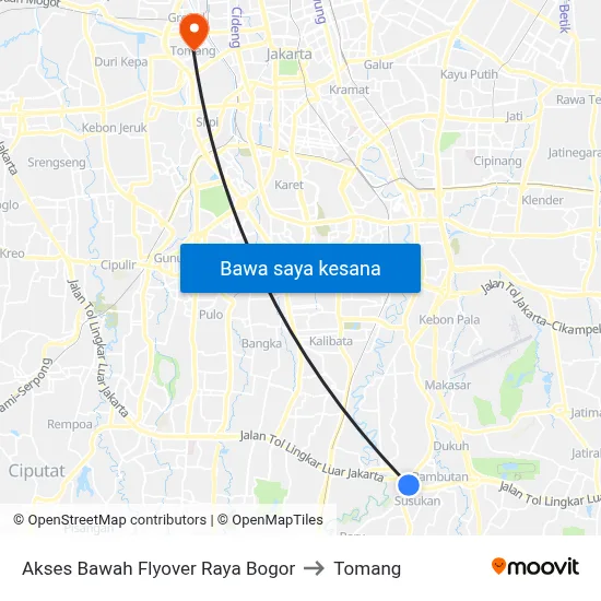 Akses Bawah Flyover Raya Bogor to Tomang map