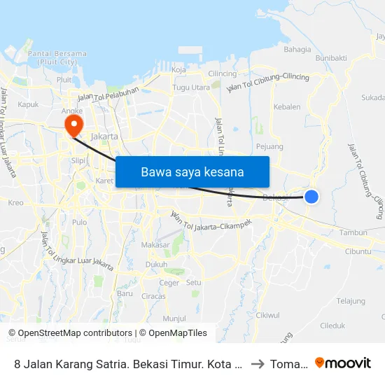 8 Jalan Karang Satria. Bekasi Timur. Kota Bekasi to Tomang map