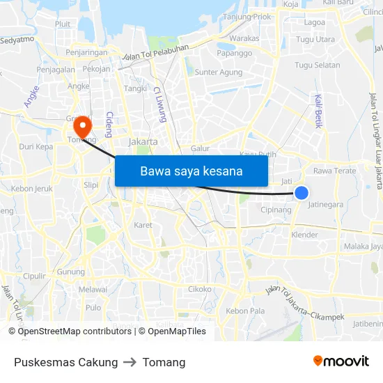 Puskesmas Cakung to Tomang map