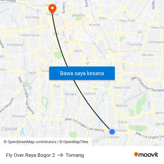 Fly Over Raya Bogor 2 to Tomang map