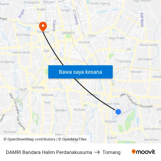DAMRI Bandara Halim Perdanakusuma to Tomang map