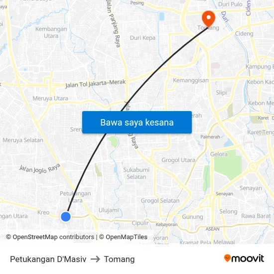Petukangan D'Masiv to Tomang map