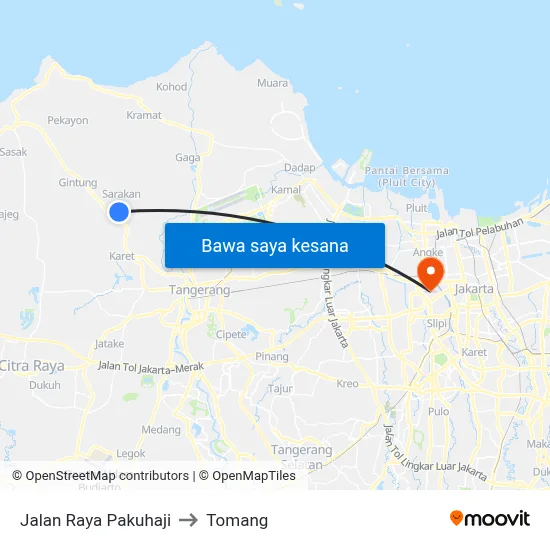 Jalan Raya Pakuhaji to Tomang map
