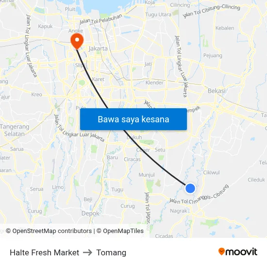 Halte Fresh Market to Tomang map