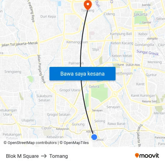 Blok M Square to Tomang map