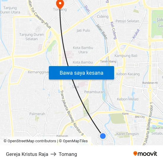 Gereja Kristus Raja to Tomang map