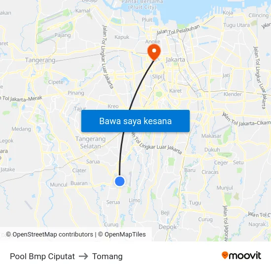 Pool Bmp Ciputat to Tomang map