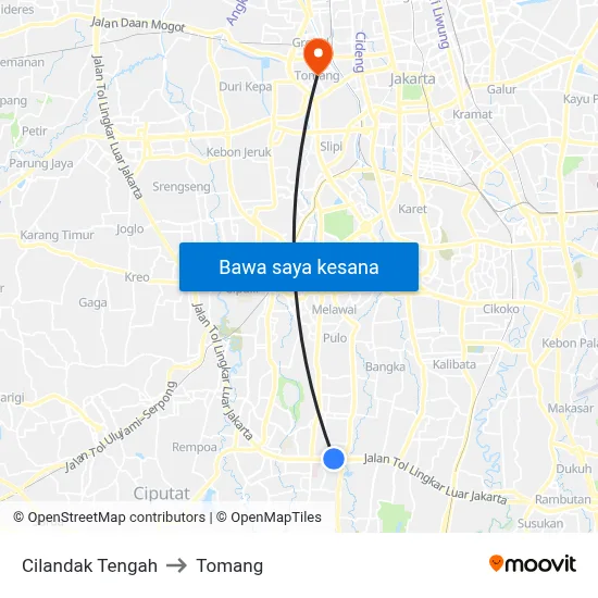 Cilandak Tengah to Tomang map