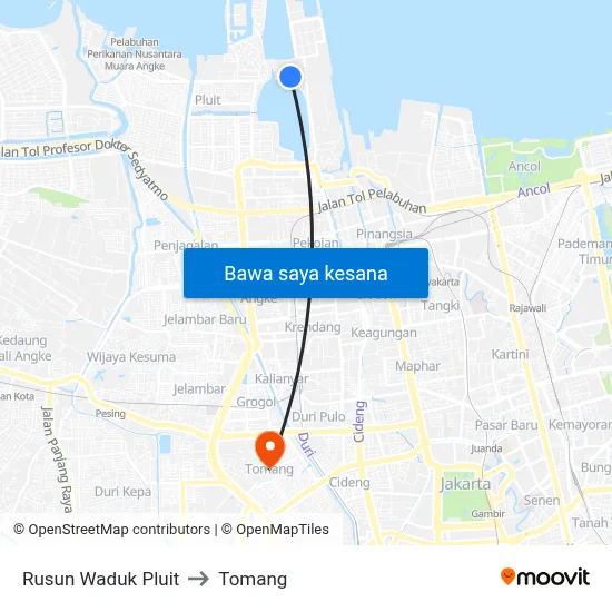 Rusun Waduk Pluit to Tomang map