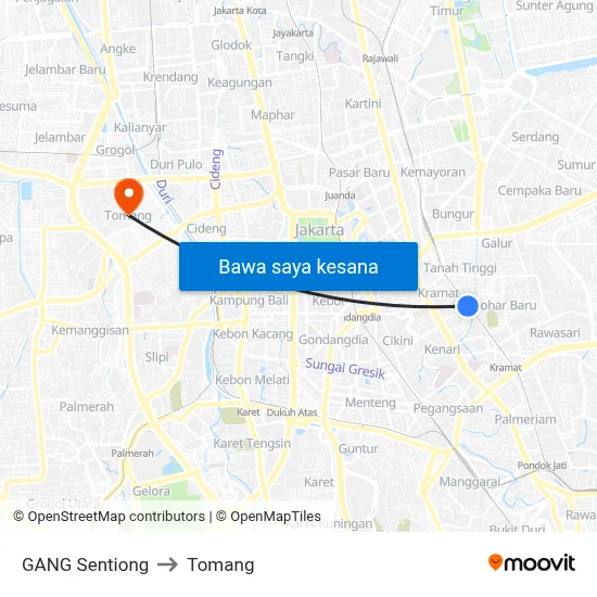 GANG Sentiong to Tomang map