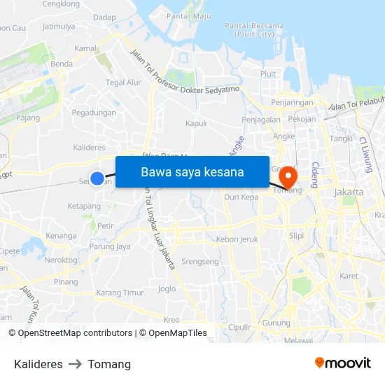 Kalideres to Tomang map