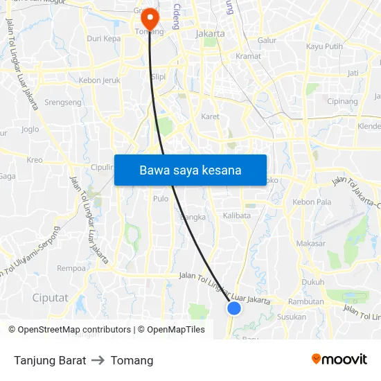 Tanjung Barat to Tomang map