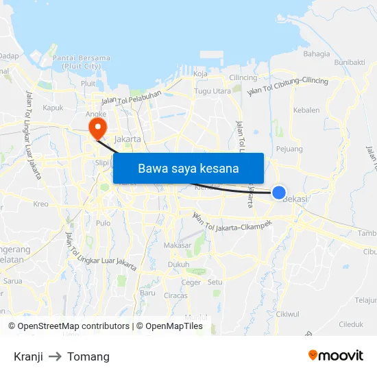 Kranji to Tomang map