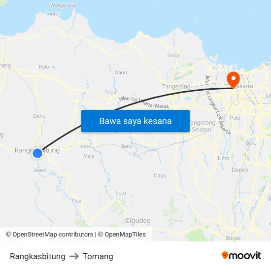 Rangkasbitung to Tomang map