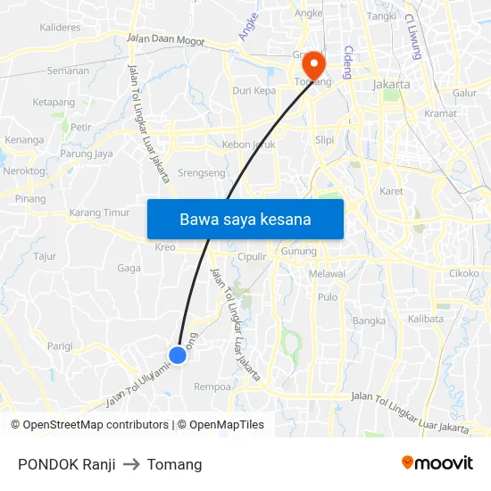 PONDOK Ranji to Tomang map