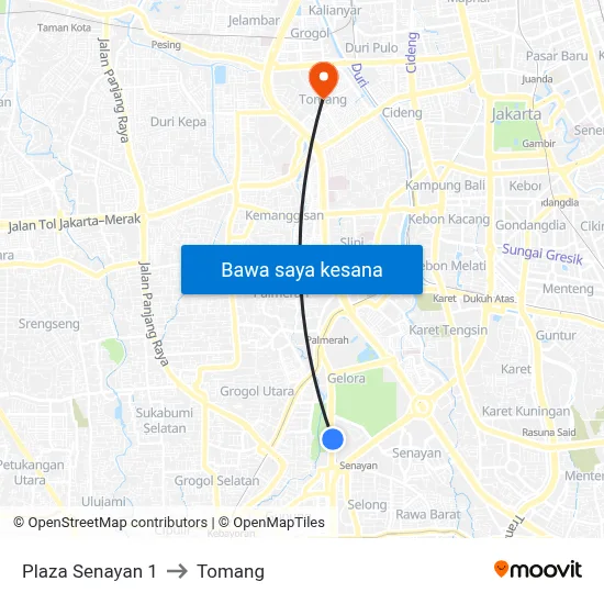 Plaza Senayan 1 to Tomang map
