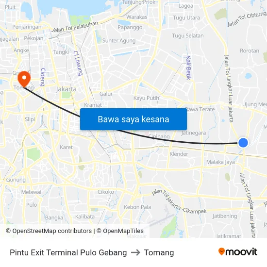 Pintu Exit Terminal Pulo Gebang to Tomang map