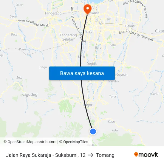 Jalan Raya Sukaraja - Sukabumi, 12 to Tomang map