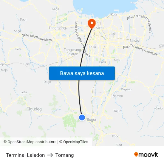 Terminal Laladon to Tomang map