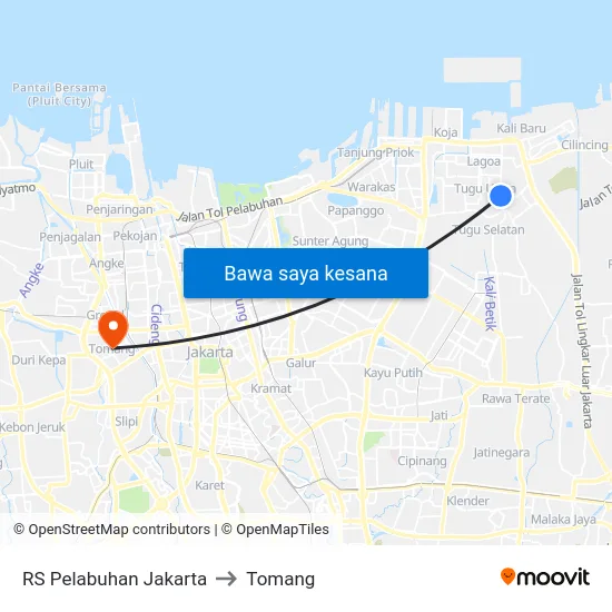 RS Pelabuhan Jakarta to Tomang map