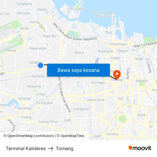 Terminal Kalideres to Tomang map