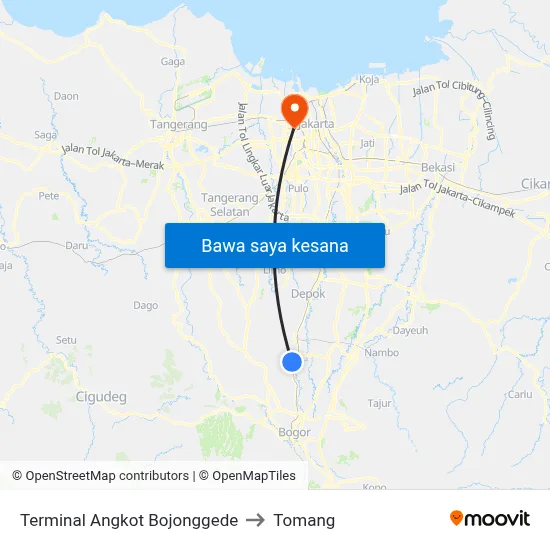 Terminal Angkot Bojonggede to Tomang map