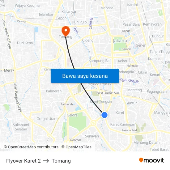 Flyover Karet 2 to Tomang map