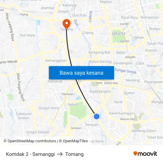 Komdak 2 - Semanggi to Tomang map