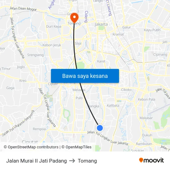 Jalan Murai II Jati Padang to Tomang map