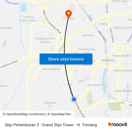 Slipi Petamburan 3 - Grand Slipi Tower to Tomang map